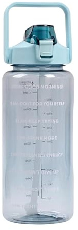 Generisch Trinkflasche 2l - Große Kapazität Motivierende Trinkflasche Mit Zeitmarkierung - Wasserflasche Sport Auslaufsicher Mit Strohhalm Für Fitness, Büro, Schule, Yoga, Outdoor