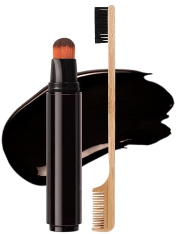 CHSEEO Kit de Retouche Racines Cheveux Instantanée, 2 Types de Bâton de Coloration Cheveux avec Peigne pour Hommes et Femmes, Résistant à Transpiration - Brun Foncé