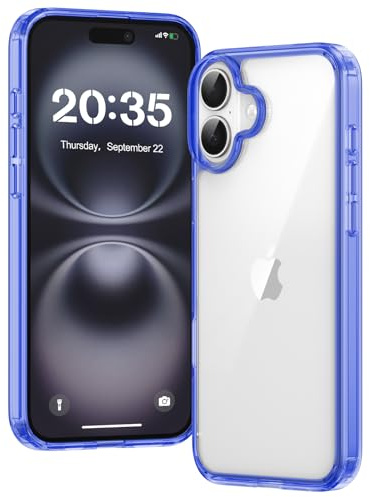 Voyahülle Clear Case for iPhone 16, Ultra Thin, Shockproof TPU Cover, Anti-Yellowing, Crystal Clear, Phone Case for Apple iPhone 16 - Light Blue