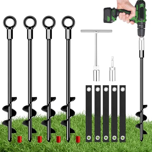 Bodenanker zum Eindrehen, Erdanker aus Stahl 45,9 cm – Robuste Bodenanker für Trampolin, Zelt, Schaukel & Markise, Wind- und rostbeständig, ideal für Garten & Camping