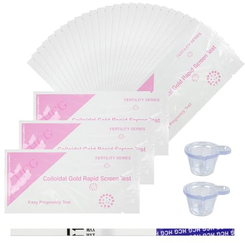 AYBUY 25 Tests de Grossesse Précoces, 25 Gobelets de Collecte, HCG Test