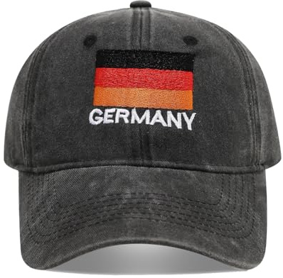 chenyenova Deutschland Baseball Cap, Vintage Schwarz, Baumwolle, Verstellbar, Retro-Stil, Fan-Kappe für WM 2026 & EM