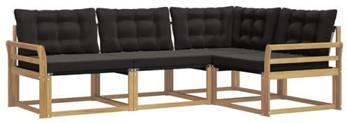 vidaXL Outdoor-Sofagarnitur mit Kissen 4 pcs Weiß und Schwarz, Garten Loungeset, modernes Outdoor Sofa, langlebige Möbel, stylische Terassen-Sitzgelegenheiten, ideal zum Entspannen