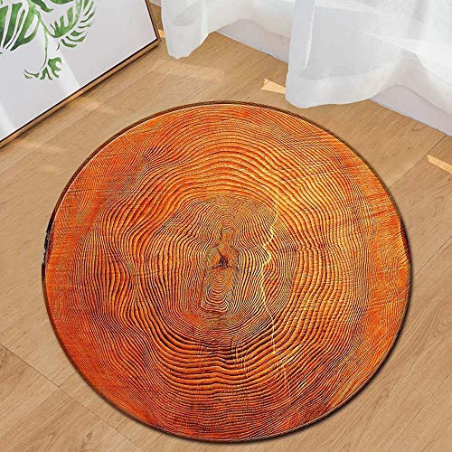 Runder Teppich Home Area Rug Baum Jährliche Ring Holzmaserung Kissen für Kinder Spielen Wohnzimmer Boden Yoga-Matte(Mehrfarbig H,Diam 60cm)