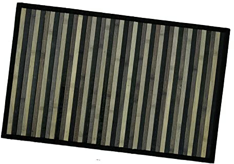 Bamboo Tapis en bois avec dos antidérapant, disponible dans différentes mesures, dégradé de couleurs - Idéal pour cuisine, chambre, salle de bain 50x95 cm Noir