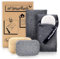 myHomeBody Soap Pocket Exfoliating Pouch, Body Scrubber Sponge, Exfoliator for Bath, Shower or Leftover Bits Saver, Graphite Gray, 2 Pack + 2 Lift Pads