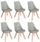 EGGREE Chaises Salle à Manger Scandinaves SGS Tested Lot de 6 Chaises de Cuisine, Moderne Rembourrée Chaise de Salle de Bureau, Pieds en Bois de Hêtre Massif, Grise