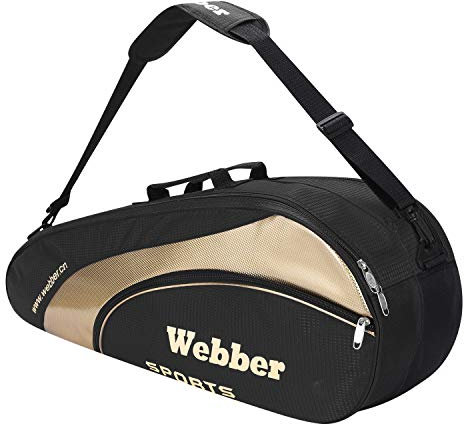 Qchomee Badminton Schlägertasche Schlägerhülle Multifunktionale Tasche Große Kapazität mit Verstellbarem Schultergurt & Tragegriff Squash Tennis Racket Bag