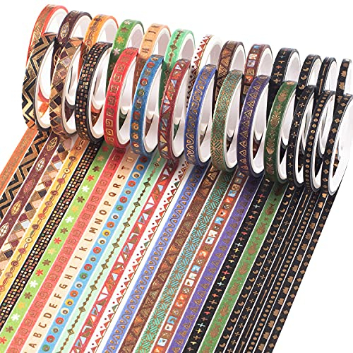 YUBBAEX Washi Tape Set 26 Rollen Folie Gold Washi Masking Tape Dekorative Klebeband für Scrapbooking DIY Handwerk