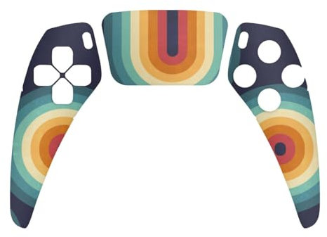 DeinDesign Skin kompatibel mit Sony Playstation 5 Controller PS5 Folie Sticker Retro bunt Regenbogen