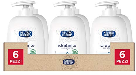 Neutro Roberts, Feuchtigkeitsspendende Flüssigseife mit Glycerin, Flüssigseife für die Hände mit natürlichen Inhaltsstoffen – Flasche aus Bio-Kunststoff, recycelbar – Packung mit 6 x 200 ml