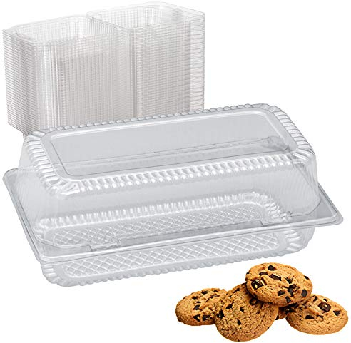 MHGLOVES 100 Pcs Plastic Disposable Box, Clear Takeout Food Container with Lids, Food Storage Cake Muffin Pastry Takeaway Containers, Clamshell Salad Hinged Box