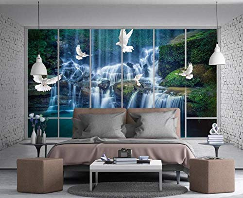 Papier Peint Chambre D'Enfant Cascade De La Forêt Asuka Trompe L Oeil | Déco Mural Tableaux Muraux Photo Mural Rustique Vintage Chambre Corridor Wallpaper 200X140cm