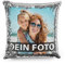 PR Print Royal Foto-Kissen selbst gestalten - Bedruckte Silberne Wendepailletten, individuell mit Foto und Text I Personalisiertes Geschenk, Deko-Kissen mit Füllung, 40 x 40cm
