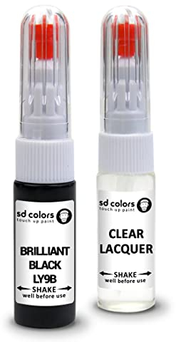 SD COLORS LY9B Lackstift Reparaturset, 20 ML, für Kratzer, Chips, Pinsel, Farbcode LY9B, brillantes Schwarz (Lack + Lack)