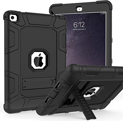 TIMISM Funda para iPad Air 2ª generación 2014, iPad Air 2 con Soporte, 3 en 1, Resistente a los Golpes, híbrida, de Tres Capas, Funda Protectora para iPad Air 2 A1566, A1567 (Negro)
