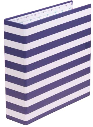 Craftelier - Gefüttertes Kartonalbum mit Streifenmuster (6 x 8) | 2 Gold Metallic D-Ring System | Harter & haltbarer Einband | Größe 22,5 x 23 x 6 cm - Farbe Marineblau & Weiß