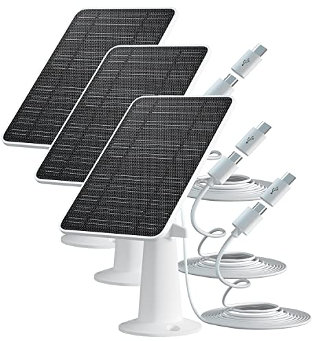 WININMETA Lot de 3 Panneaux solaires pour caméra de Surveillance sans Fil d'extérieur 5V4W, Alimentation Solaire étanche IP65 pour la sécurité caméra de Batterie, connecteur Micro USB et Type C