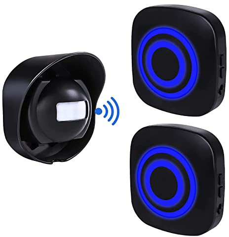 HommyFine Rilevatore di allarme con sensore di movimento wireless Allarme campanello wireless Kit di Allarme con 36 Melodie, Indicatori LED per Casa, Ufficio, appartments, fabbriche e alberghi