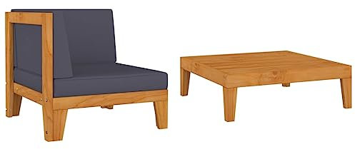 vidaXL 2-tlg. Garten-Lounge-Set mit Auflagen Massivholz Akazie