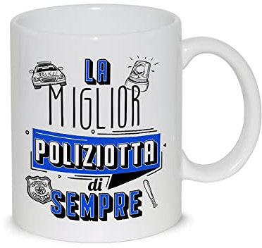 thedifferent Tasse Frühstück Milch Tee Tasse Relax mit Grafik - Die beste Polizistin aller Zeiten - Geschenkidee Geburtstag Weihnachten Freundin Mama Oma Schwester Tante