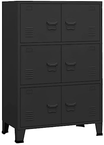 vidaXL Lagerschrank Industrial Standschrank Sideboard Kommode Beistellschrank Metallschrank Stahlschrank Aufbewahrungsschrank Schwarz Metall