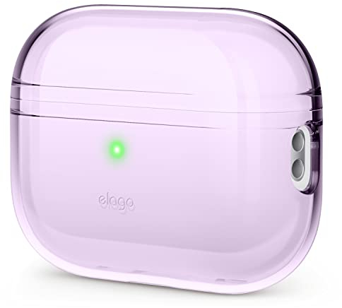elago Clear Case Hülle Kompatibel mit Apple AirPods Pro 2. Generation - Schutzhülle, Stoßfest, Inklusive Gel-Band, Kabelloses Aufladen, Reduziert Vergilbung (Lavendel)