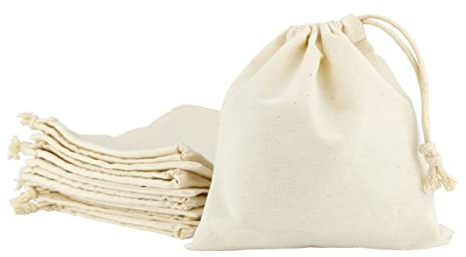 LEVIATAN - Embalaje de 10 unidades | Bolsas de algodón | 16 x 16,5 cm | Bolsas de tela con cordón | Bolsa de almuerzo | Bolsa de cosméticos | Bolsa de regalo | Certificado Öko-Tex 100 Standard