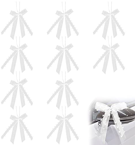 Autoschleifen Hochzeit, Weiß Mit Herzen Schleifen Auto, Hochzeit Deko Schleifen, 10 Stück Schleifen Hochzeit Auto, Autoschleifen Antennenschleifen für Hochzeits, Autoschmuck, Zuckerbeutel, Weihnachten