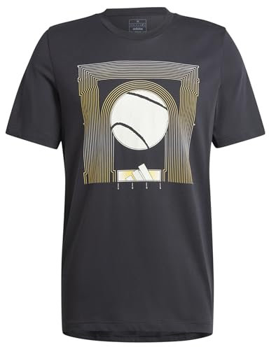 adidas Herren AEROREADY Tennis Arc de Ball Graphic Tee T-Shirt, Black, S