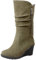 rismart Stivali Western Donna Polpaccio Medio Tacco a Zeppa Foderato con pelliccia sottile Camoscio Scarpe Invernali Verde Esercito,40