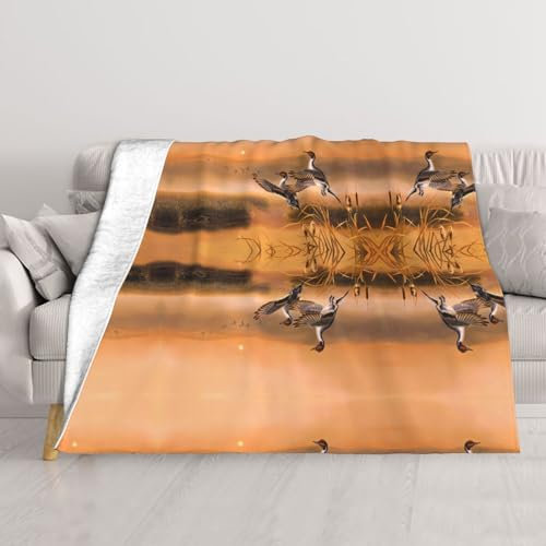 ASEELO 153x204cm Decke Ölgemälde Ente Fleece Decke Sofa Überwurf für Bett und Couch Reise