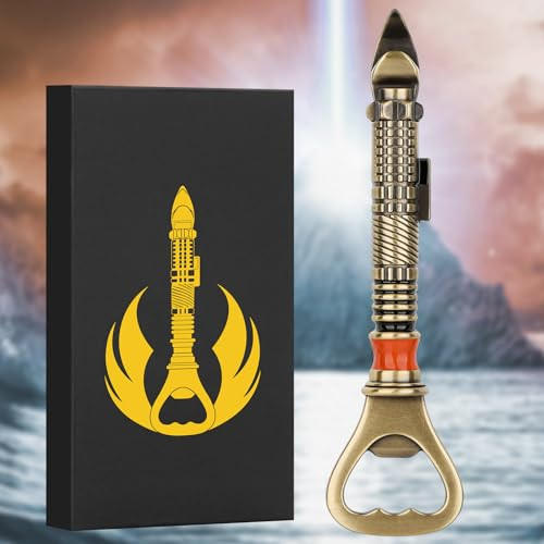 LKKCHER DESIGN Décapsuleur 2 en 1 en bronze et ouvre-boîte manuel - Cadeau d'anniversaire, de Noël, de bière pour homme, père, lui, cadeau souvenir pour les fans de films de science-fiction