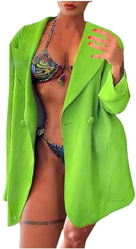 Blazer da lavoro da donna autunno inverno maniche 3/4 cardigan blazer abiti donna 2023 Y2K, F-428 Verde Lime, L