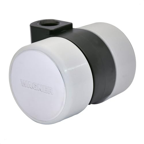 WAGNER Design Möbelrolle/Soft-Lenkrolle - LOGO - Durchmesser Ø 38 mm, Bauhöhe 40 mm, Bauhöhe 40 mm, schwarz/grau, Kappe chrom, Tragkraft 50 kg - Made in Germany - 01010301