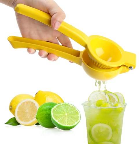 JOPHEK Exprimidor Limon Manual, Exprimidor para Cítricos, Acero Inoxidable Prensa de Cítricos para Hacer Zumo, Exprimidor Limon Naranjas Manual de 7cm de Diámetro para Cocina, Restaurante (Amarillo)
