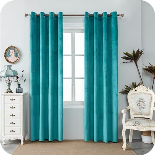 GIRASOLE HOME Adelaide Thermo-Vorhänge, Thermovorhänge, 2 Paneele, 140 x 220 cm, mit Ösen, Türkis, 1 Paar