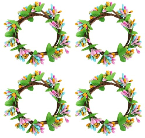 Tofficu 4 Stück Osterkranz Weiße Frühlingsgirlande Frühlingsdekorationen Innendekoration Glänzende Girlande Künstlicher Kunst- -Kranz Dekoration Heimdekoration Kerzenringe