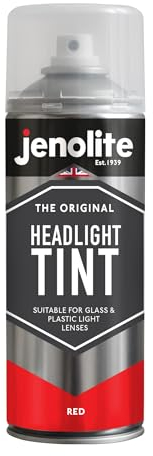 JENOLITE Scheinwerfer-Tönungsspray | ROT | 400 ml | Transparente Tönungsfarbe | Dezente Styling-Linsentönung für Autorücklichter | Geeignet für Glas- und Kunststofflinsen
