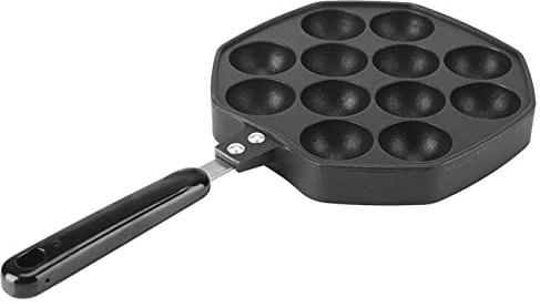 Cocoarm Takoyaki-Pfanne 12 Löcher, Takoyaki Grillpfanne Antihaftguss Takoyaki Maker Pan Eisenpfanne Bratpfanne zum Backen von Oktopusbällchen Ei Puffs Aluminium