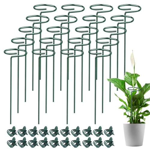 20 Stücke Pflanzenstütze, 30 Cm Garten Staudenhalter, Staudenhalter Strauchstütze Stahl, Pflanzen Stütze Rankhilfe Zimmerpflanzen Pflanzenhalter, Für Pflanzen, Blume, Rose, Tomaten, Lilie, Pfingstrose
