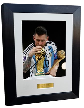 Lionel Messi World Cup Winners 2022 Argentinien Barcelona Leo Autogramm signiert 30,5 x 20,3 cm A4 Foto Bilderrahmen Fußball Fußball Poster Geschenk 20,3 x 15,2 cm