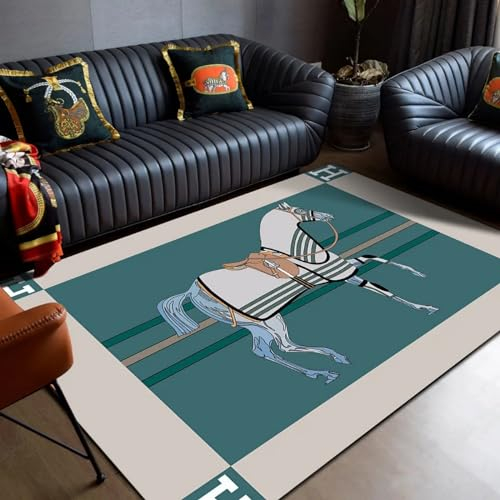 Stilvolle Ethnische Reitpferde Gedruckter Teppich 3D 120 X 160 Cm Gedruckter Teppich 3D Teppich, Schlafzimmer Teppich, Jungen Teppiche Für Schlafzimmer, Wohnzimmer Teppich,Leicht Zu Reinigen -2D8E/V3R