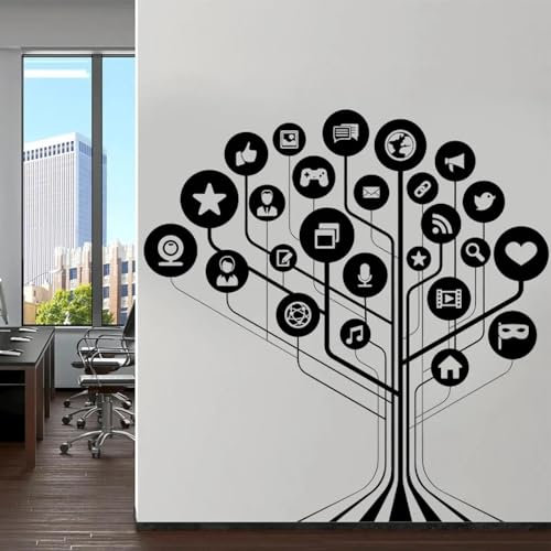 YYZOVBNN Social Media Studio Decoration Sticker Business Office Decoration Technology Wall Sticker Vinyl Interior Design Mural Art Wallpaper，42x42cm