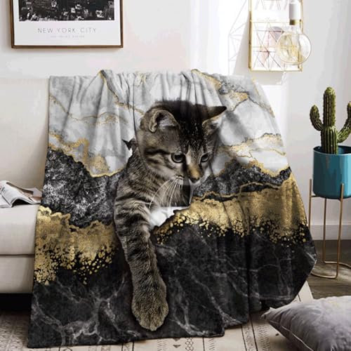 KAIDAARTLH Motivo Gatto Coperta 130x150cm, da Divano e Viaggio, Grazioso Motivo Animale (Gatto-1, 130x150cm)