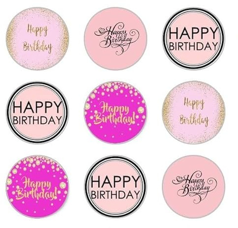 24 x Happy Birthday Edible Rice Wafer Paper Cupcake Toppers Cake Decorations Bday Celebration
