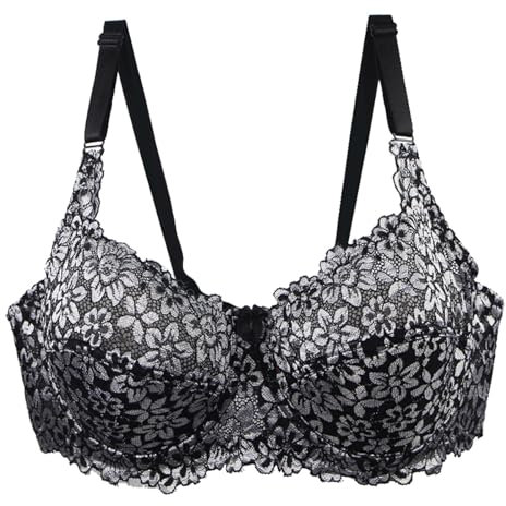 of 5,Women Comfort no Wire Bras Seamless no Show Bra Pack - Front Fastening Padded Racer Back Bras for Women UK - Front Fastening Sports Black