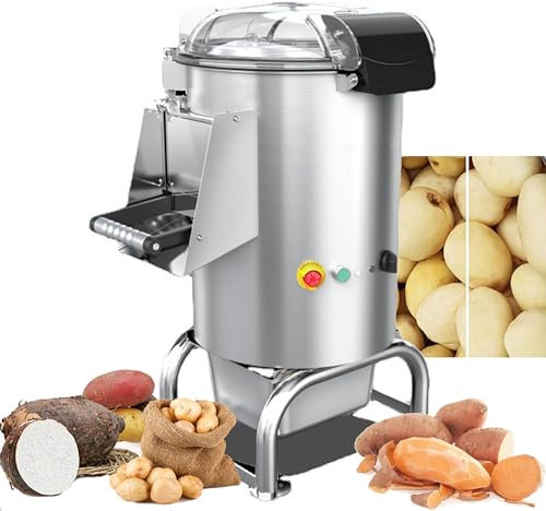 12LCommercial Potato Peeler Machine, Electric Potato Peeler, 70-100Kg/Hour Stainless Steel Potato Washer Peeler, for Potatoes/Sweet Potatoes/Taro/Gingers, Quick Peeling in 3 Minutes