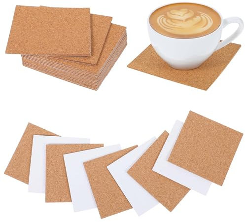 15 Stück Korkuntersetzer, Eckig Korkuntersetzer Eckig Kork-Glasuntersetzer Wiederverwendbare Saugfähige Kork Untersetzer Hitzebeständige Korkuntersetzer für Haus Büro Bars Gläser (10 x 10cm)