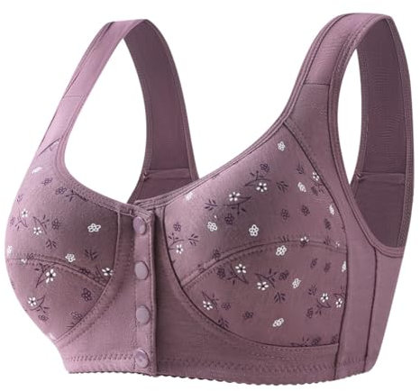 Bra for Women Without Underwire with Front Closure Breathable Cotton Padded Bralette Soft Comfortable Bra Elegant Full Cup T Shirt Bra Underwear Large Sizes